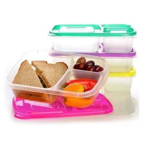 Portátil Fácil Escuela / Oficina 3 compartimentos Bento Lunch Box Comida Comida Prep. Envases