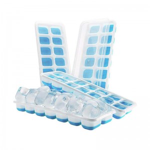 Durable de fácil liberación de silicona flexible 14 bandejas de hielo