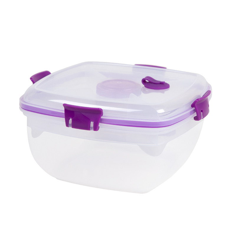 BPA libre Plástico Envase de comida para llevar fácil con tenedor y esponja para el almuerzo