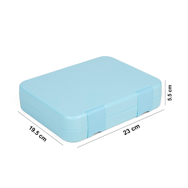 Bento Lunch Box a prueba de fugas para niños y adultos, color azul, 4 compartimentos